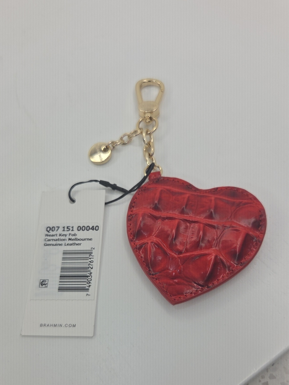 ❤️▪️Brahmin ▪️heart Key Fob Carnation Melbourne Genuine Leather Bag Charm
